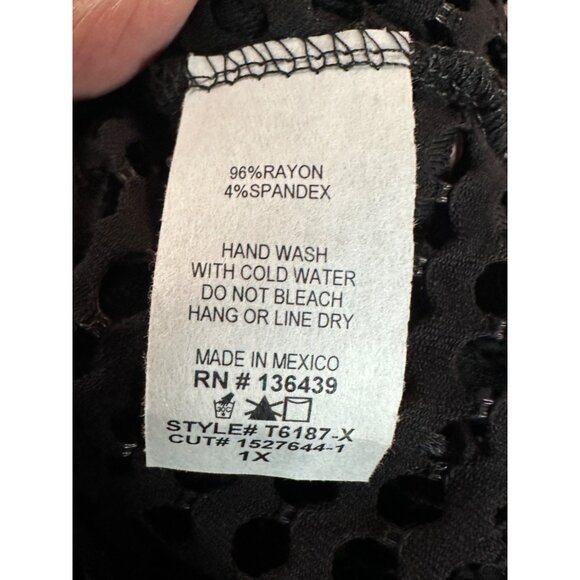 SJS hooded, women's mesh, open-front swimsuit coverup in black - Size L - Picture 10 of 10